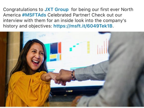 JXT Group Wins First Ever Microsoft Advertising Celebrated Partner (North America)
